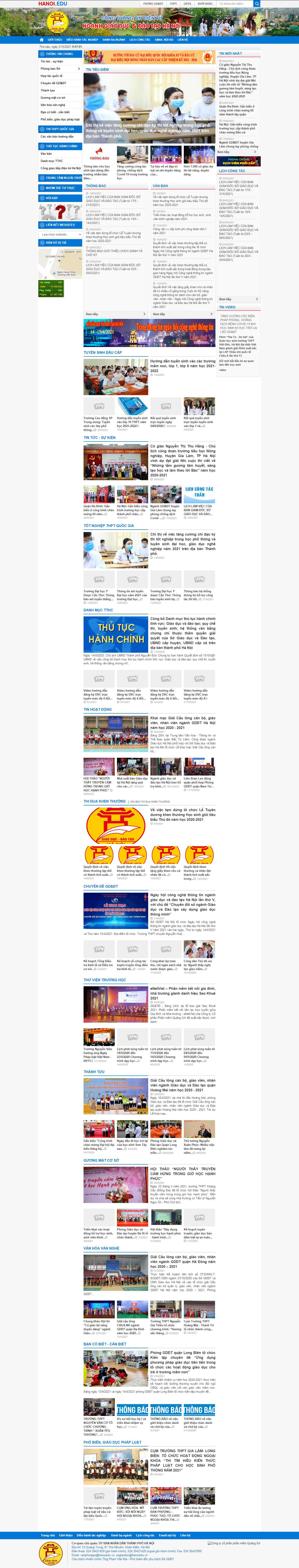 Thiết kế Web trung học phổ thông hanoi.edu.vn