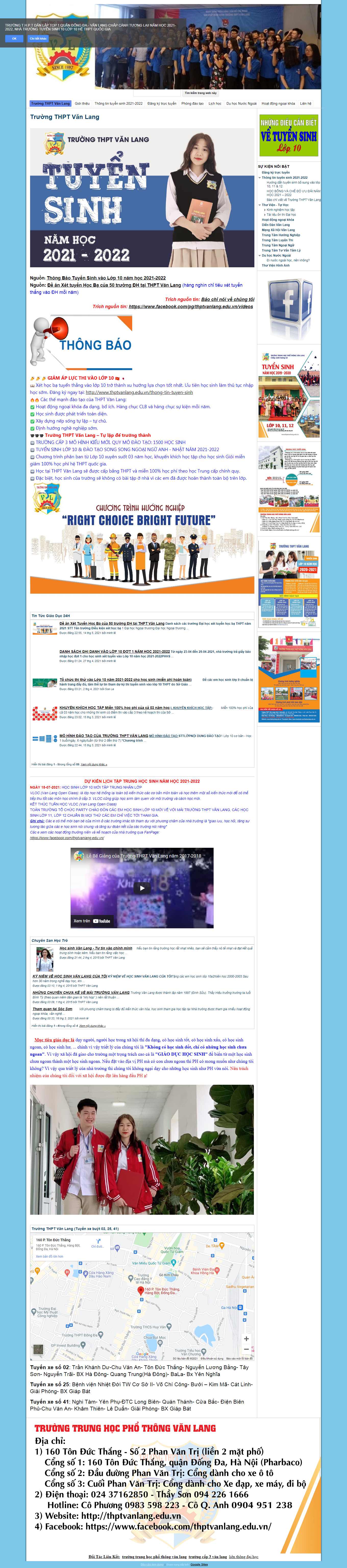 Thiết kế Web trung học phổ thông thptvanlang.edu.vn