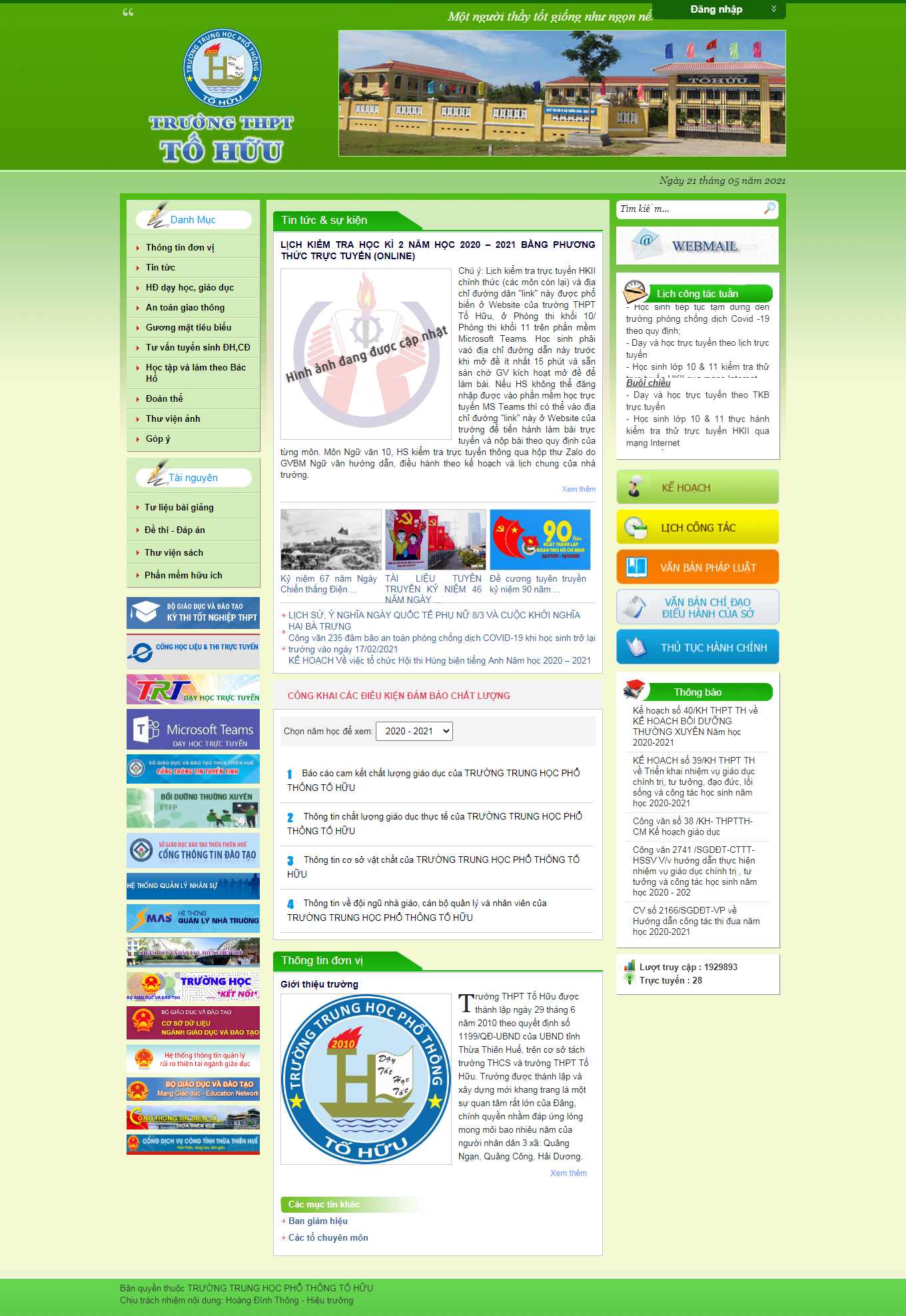 Thiết kế Web trung học phổ thông thpt-thuu.thuathienhue.edu.vn