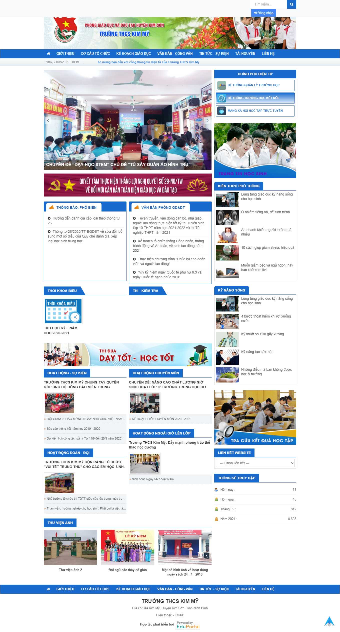 Thiết kế Web trung học cơ sở ninhbinh.edu.vn