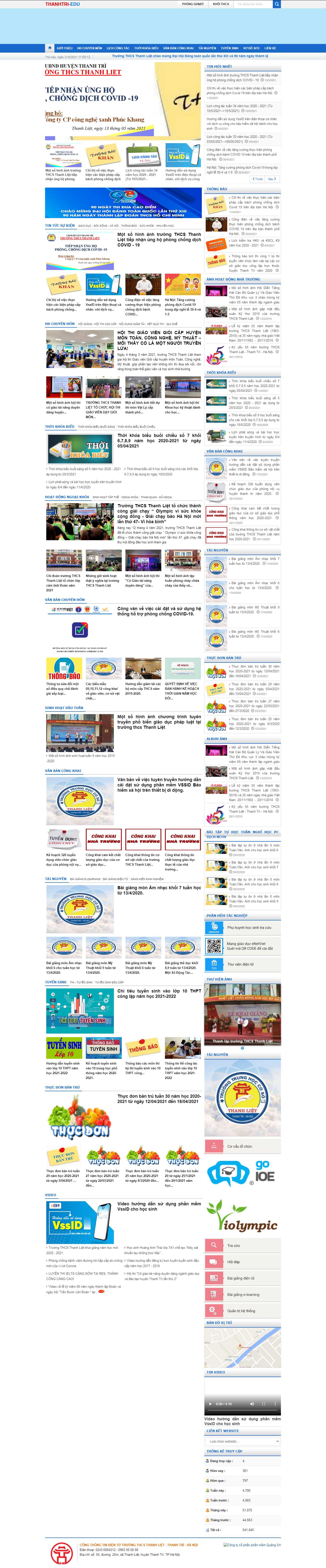 Thiết kế Web trung học cơ sở thcsthanhliet.hanoi.edu.vn