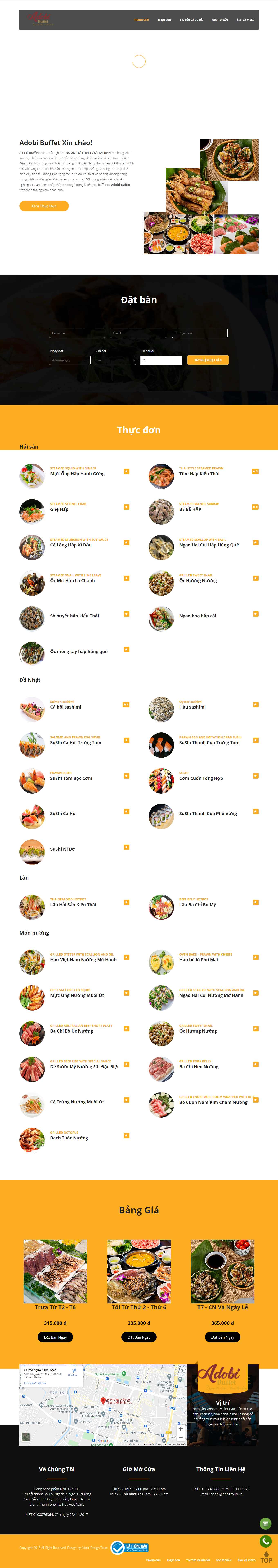 Thiết kế Web đặt tiệc buffet adobibuffet.vn