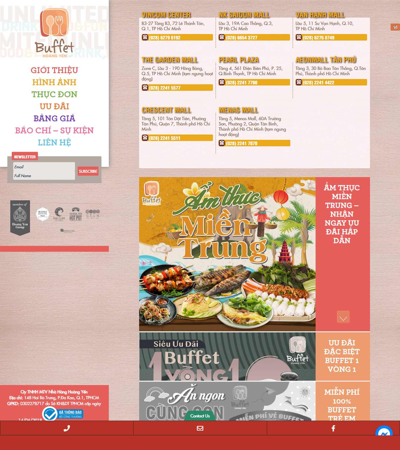 Thiết kế Web đặt tiệc buffet hoangyenbuffet.com