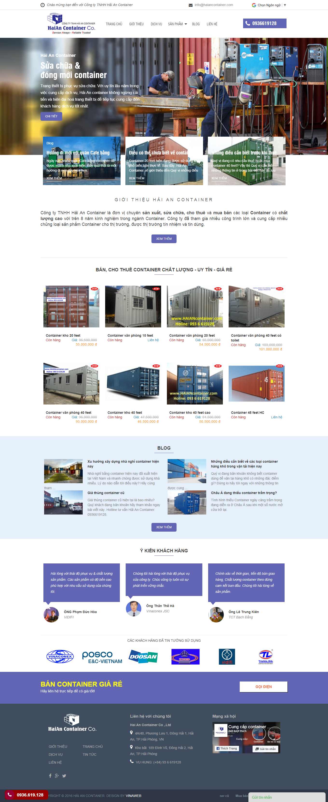 Thiết kế Web mua bán container haiancontainer.com