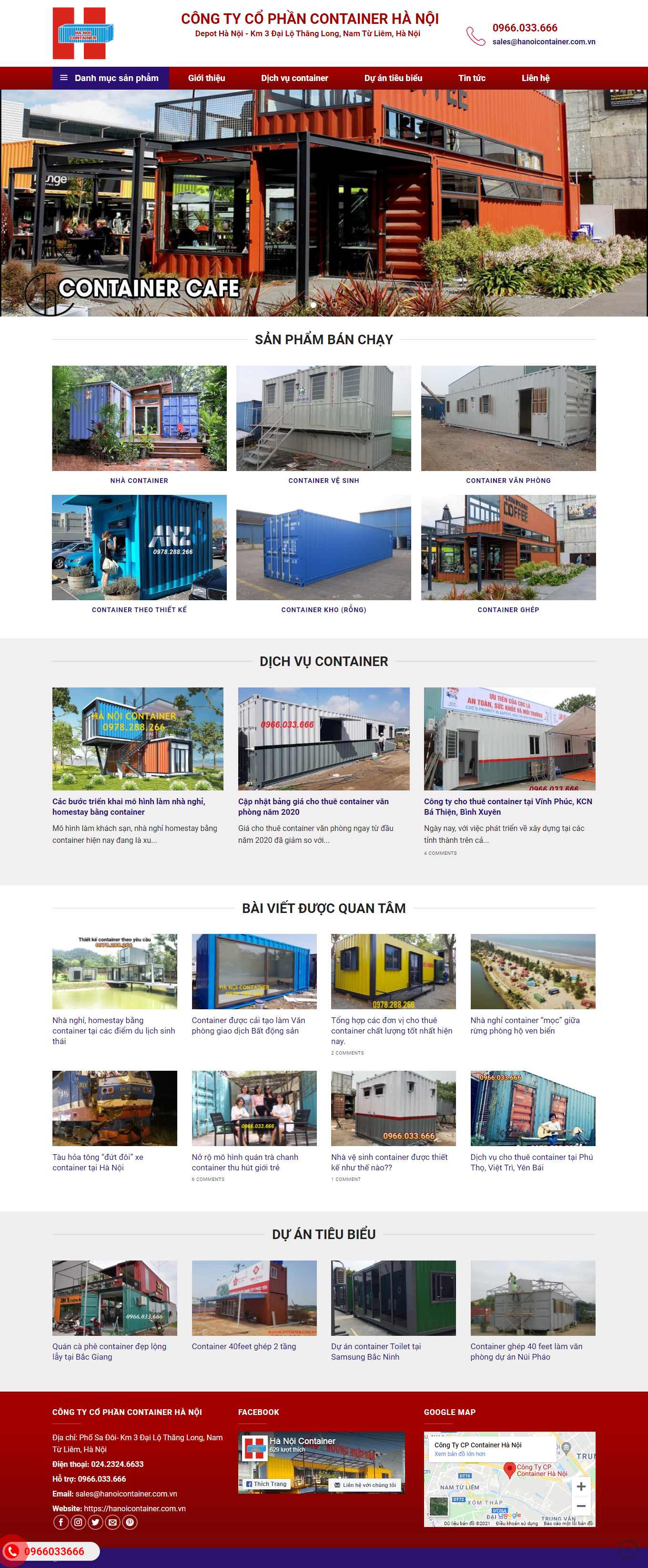 Thiết kế Web mua bán container hanoicontainer.com.vn