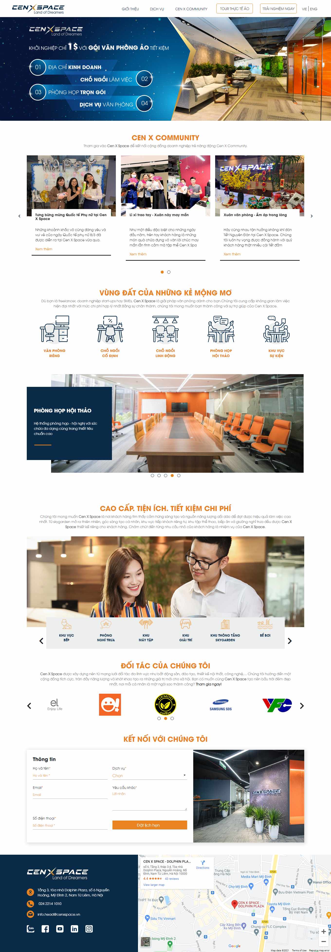 Thiết kế Web văn phòng chia sẻ cenxspace.vn