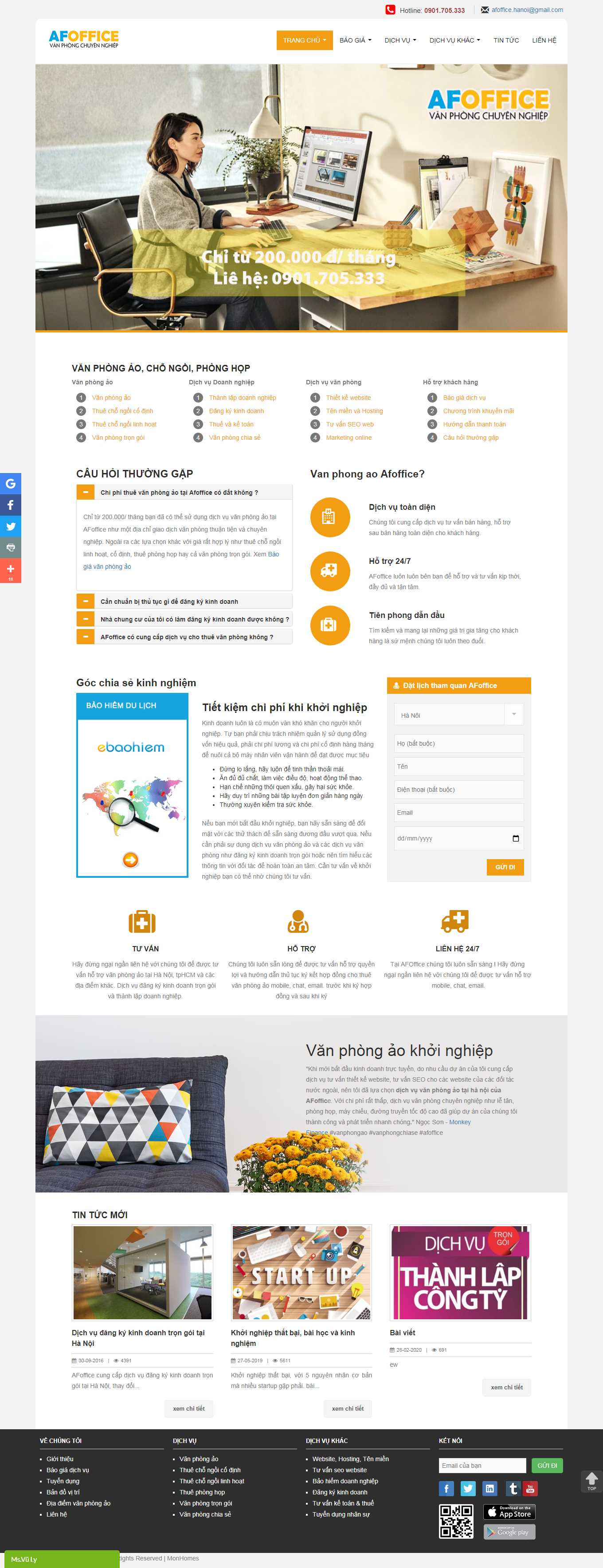 Thiết kế Web văn phòng chia sẻ afoffice.vn