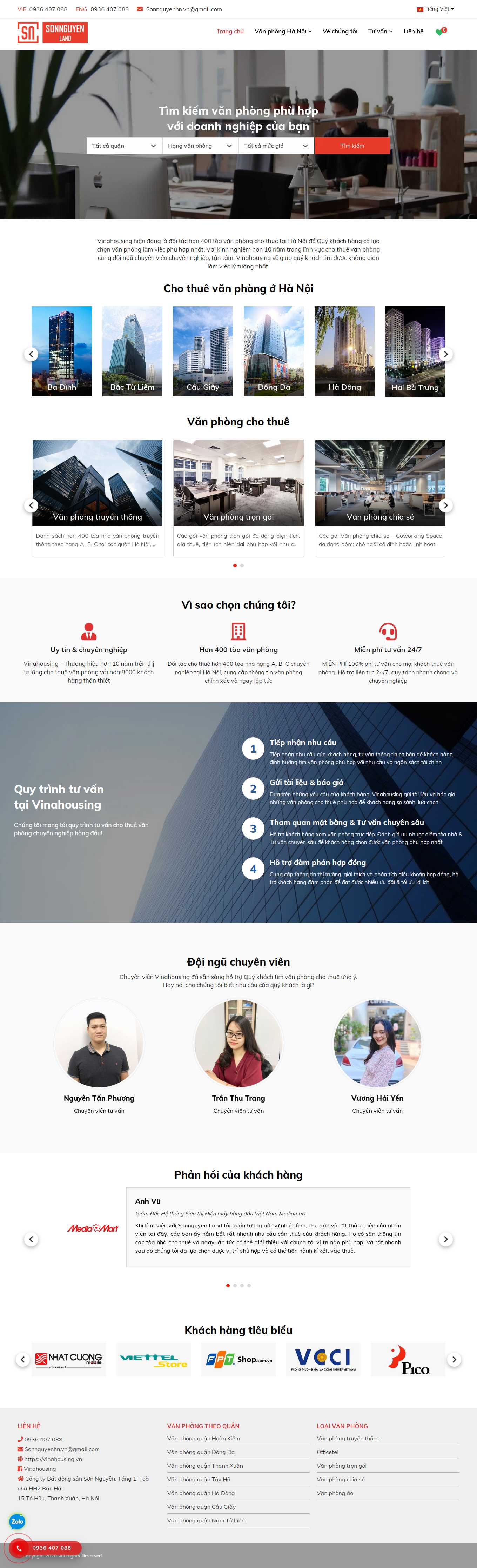 Thiết kế Web văn phòng chia sẻ vinahousing.vn