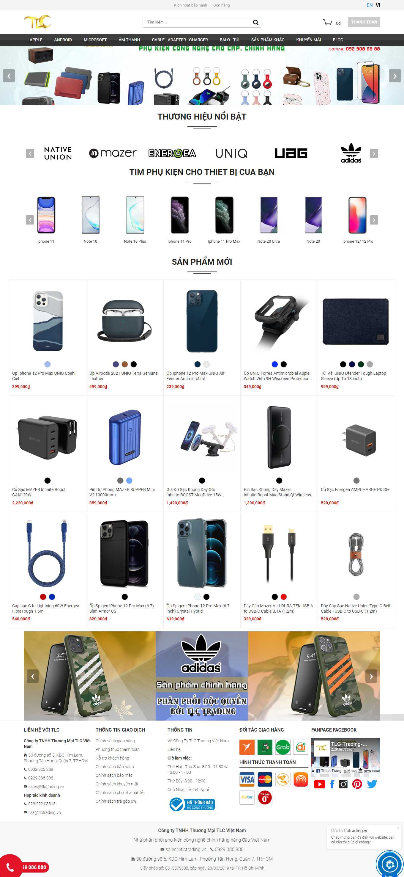 Thiết kế Web bán ốp điện thoại tlctrading.vn