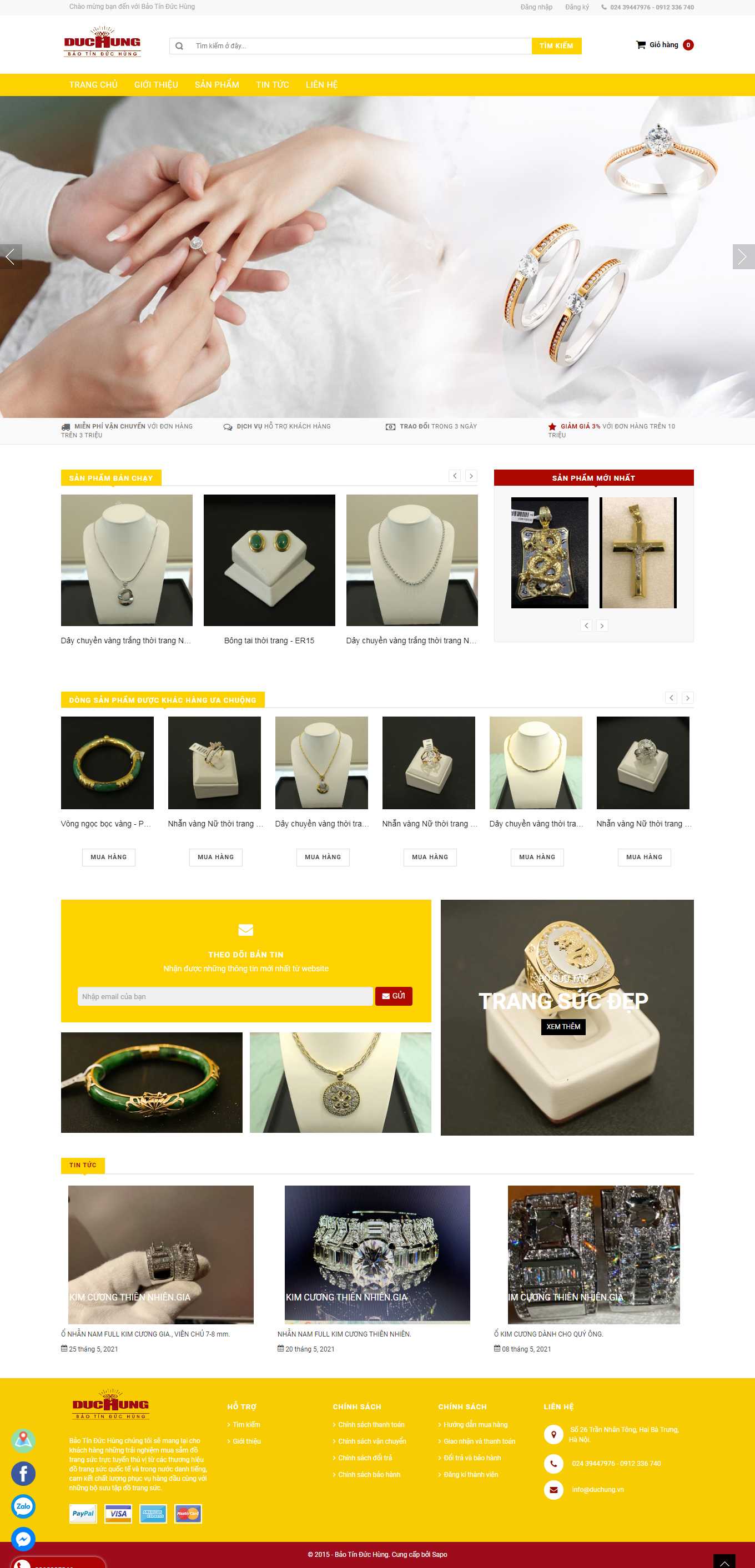 Thiết kế Web tiệm vàng bạc duchung.vn