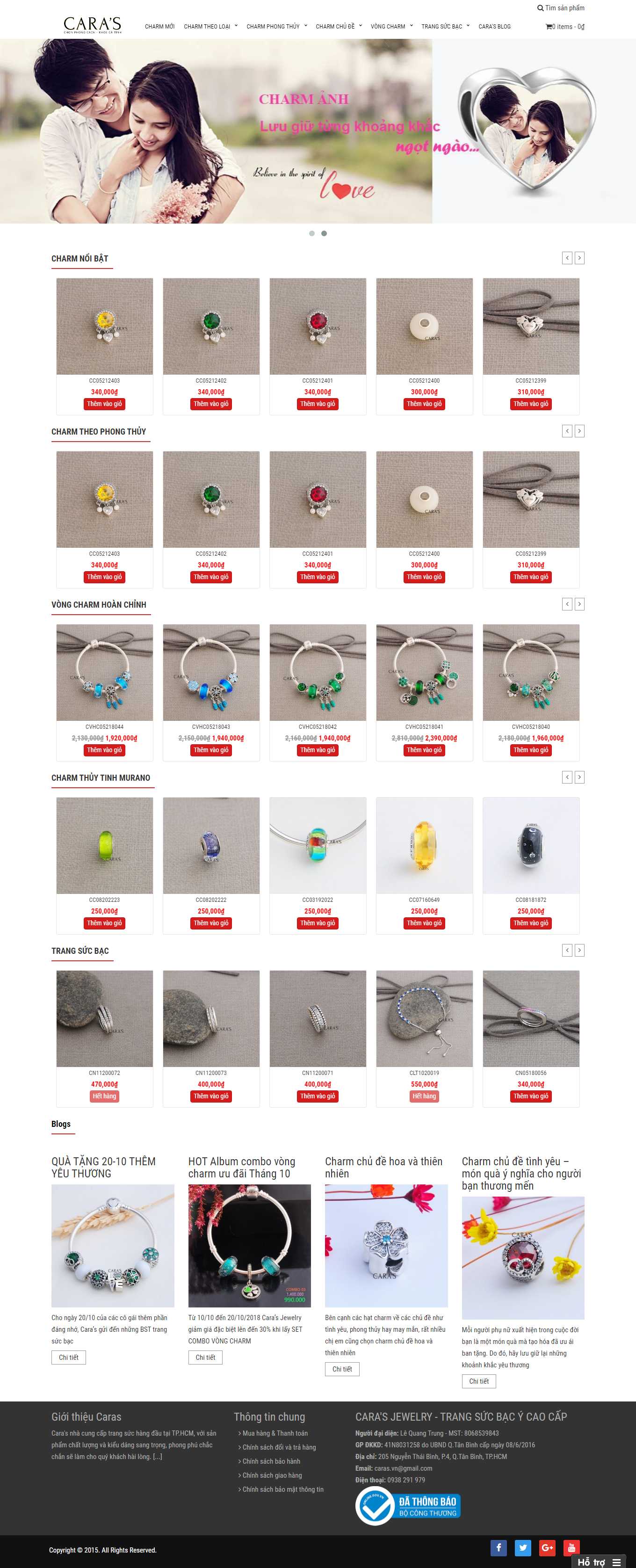 Thiết kế Web tiệm vàng bạc caras.vn