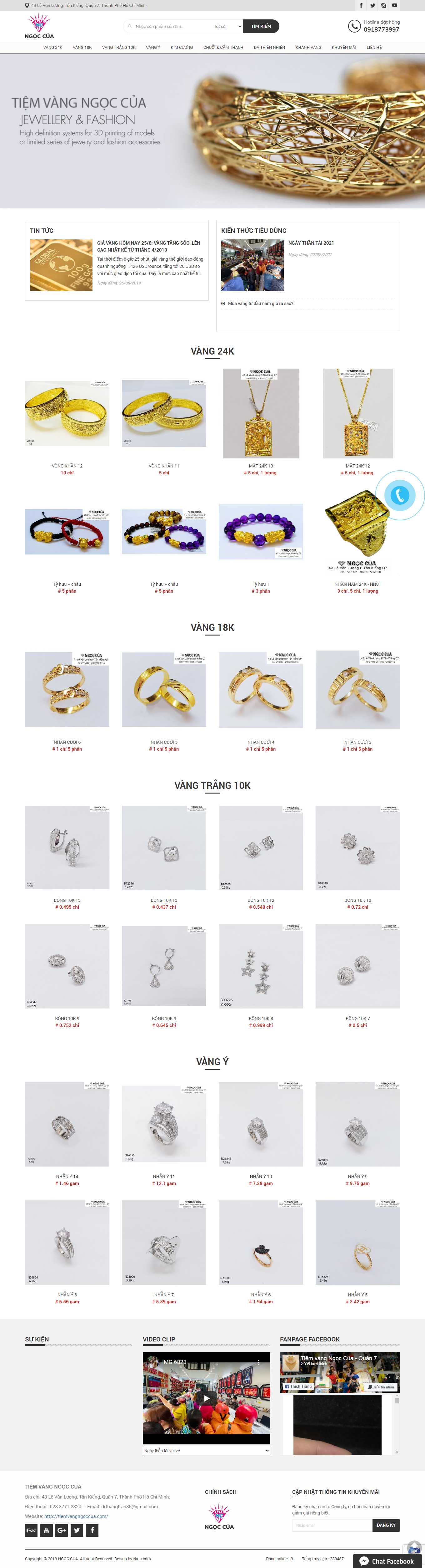 Thiết kế Web tiệm vàng bạc tiemvangngoccua.com