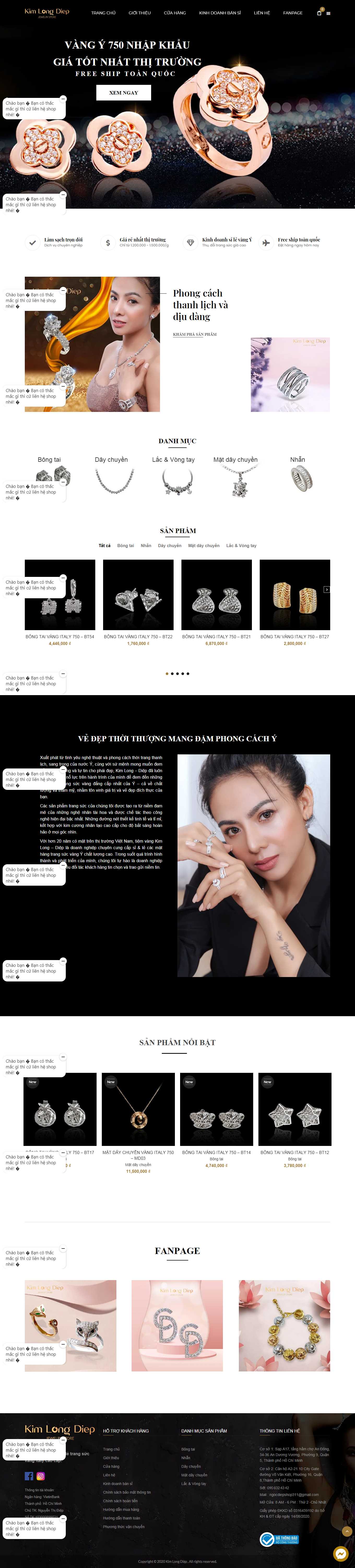 Thiết kế Web tiệm vàng bạc kimlongdiep.com