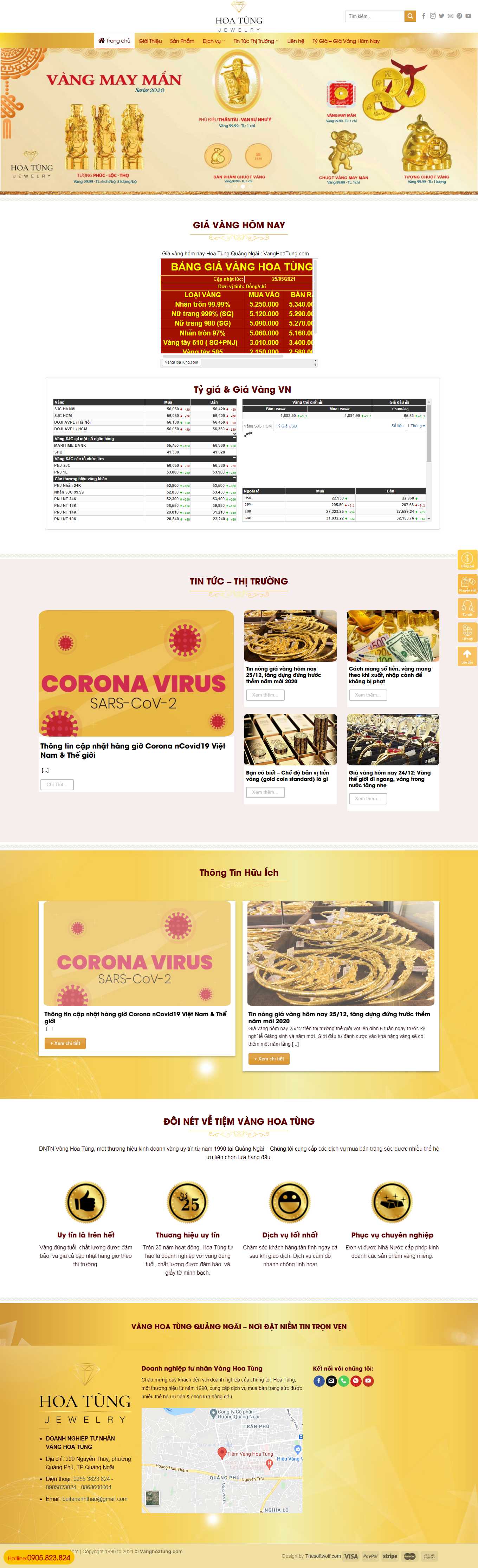 Thiết kế Web tiệm vàng bạc vanghoatung.com