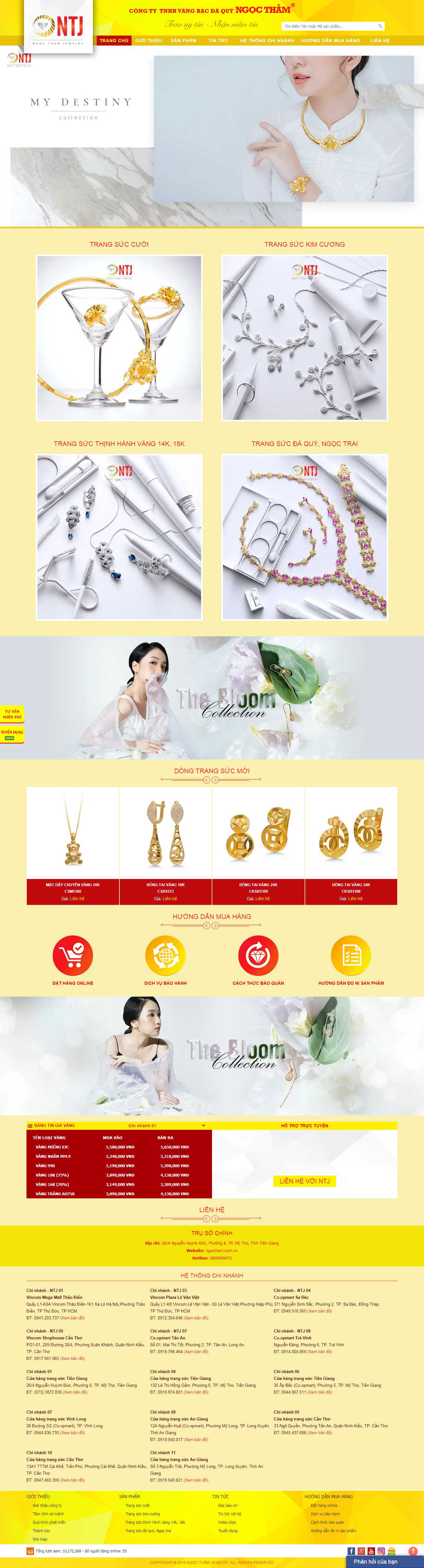Thiết kế Web tiệm vàng bạc ngoctham.com.vn