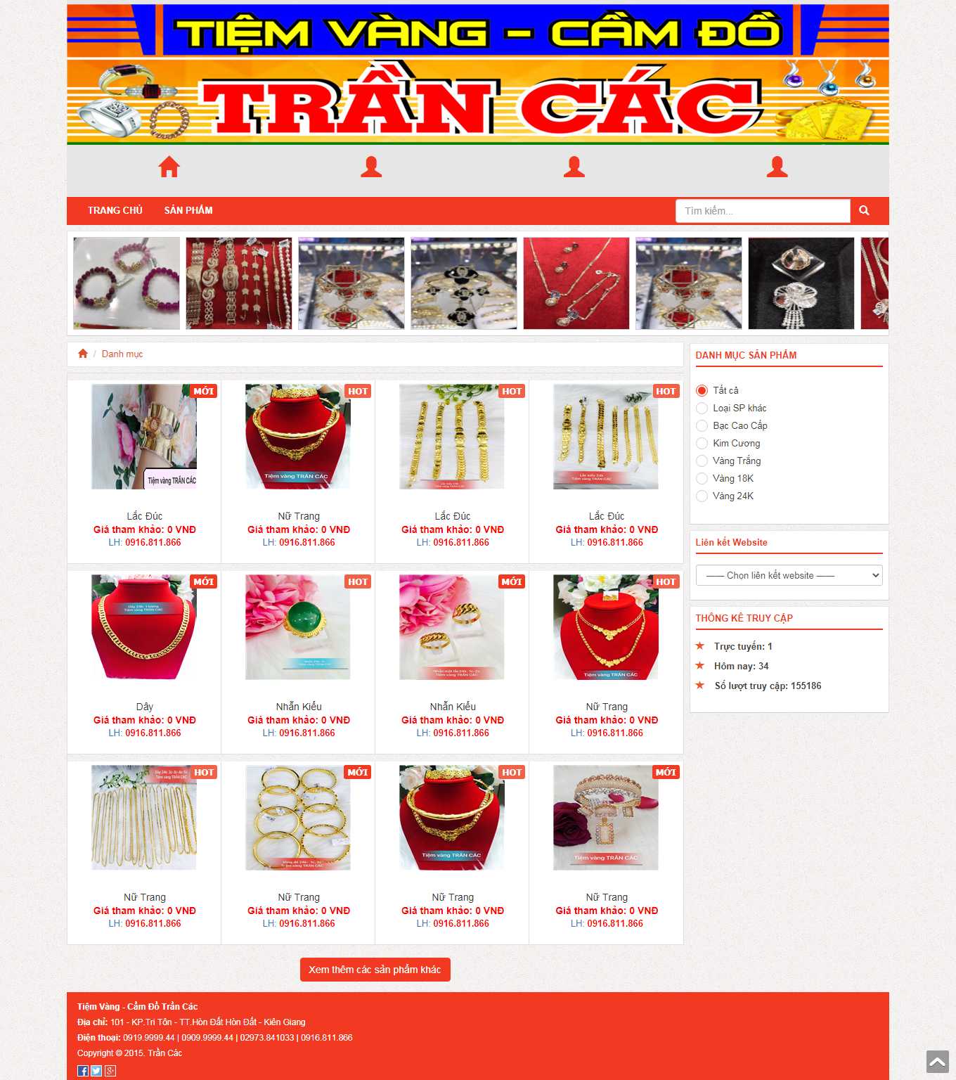 Thiết kế Web tiệm vàng bạc tiemvangtrancac.com.vn
