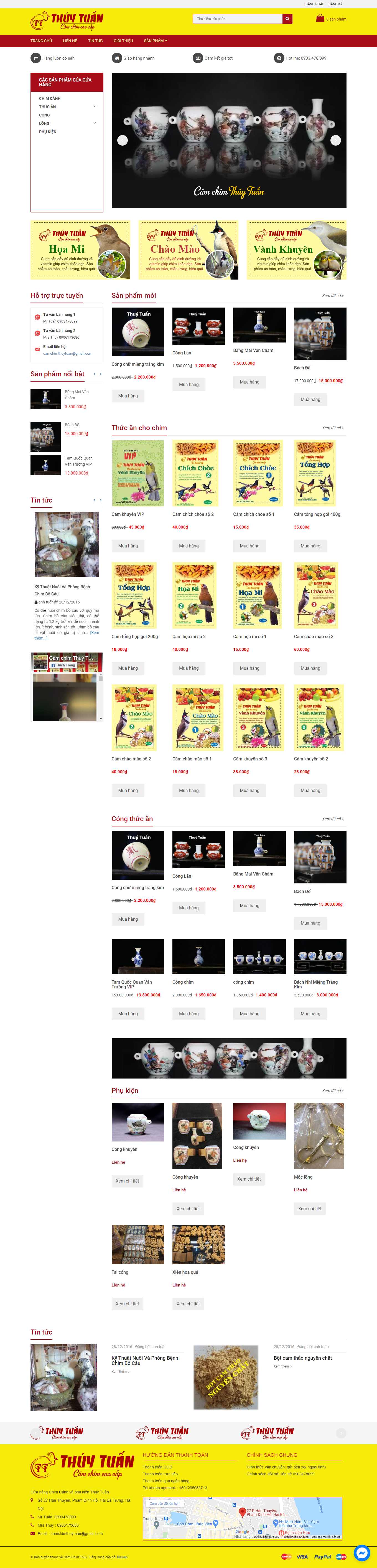 Thiết kế Web bán chim cảnh camchimthuytuan.vn