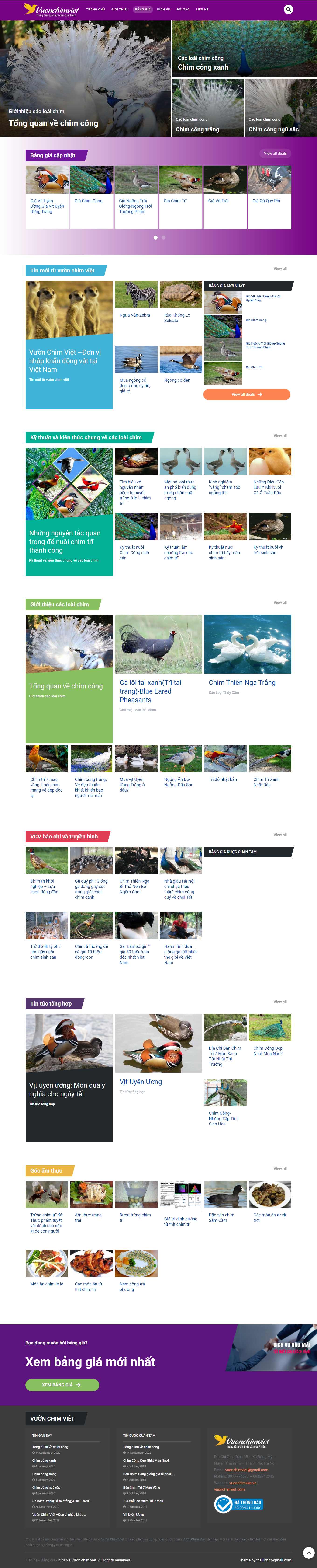 Thiết kế Web bán chim cảnh vuonchimviet.com