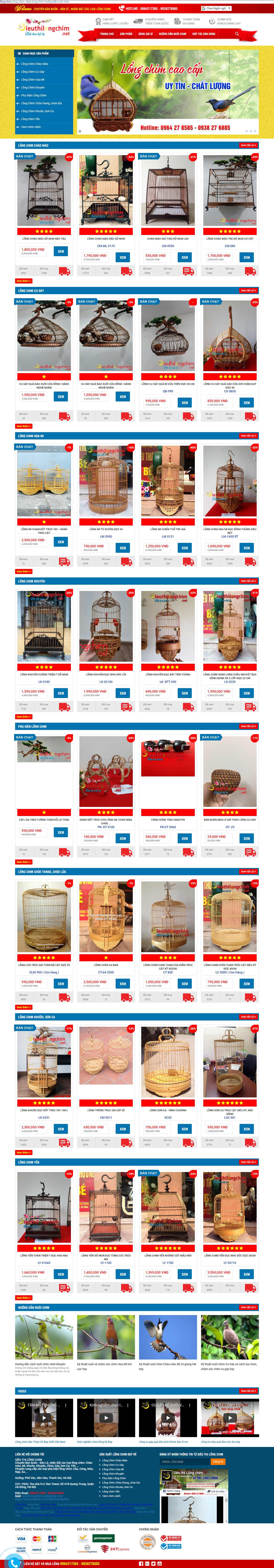 Thiết kế Web bán chim cảnh sieuthilongchim.net