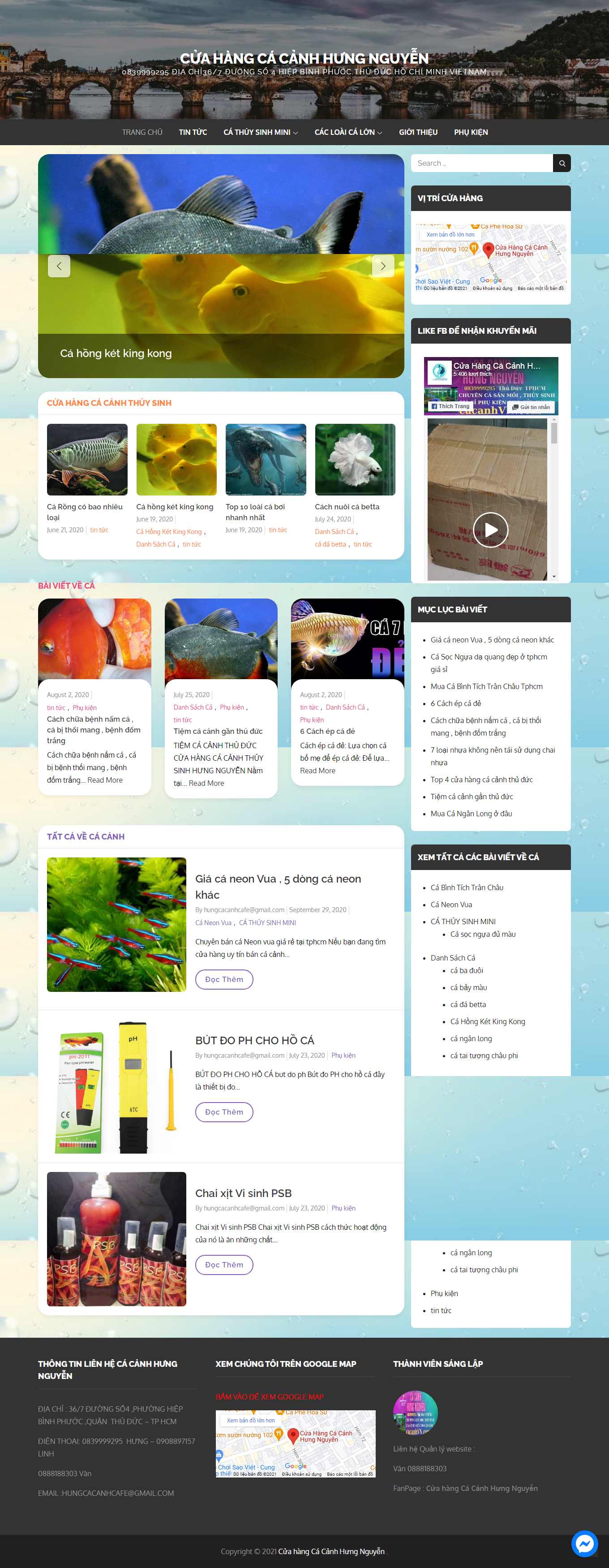 Thiết kế Web bán cá cảnh hungcacanh.com