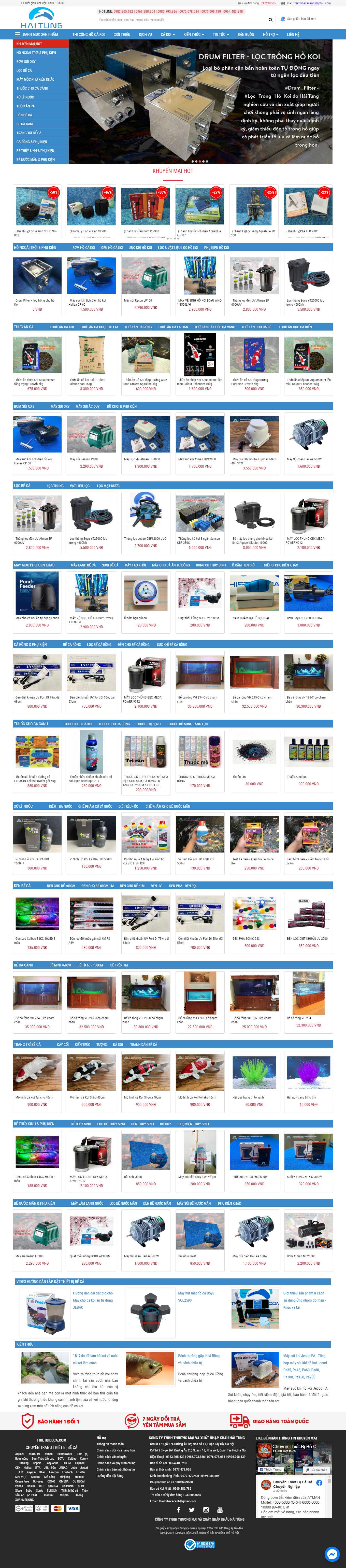 Thiết kế Web bán cá cảnh thietbibeca.com