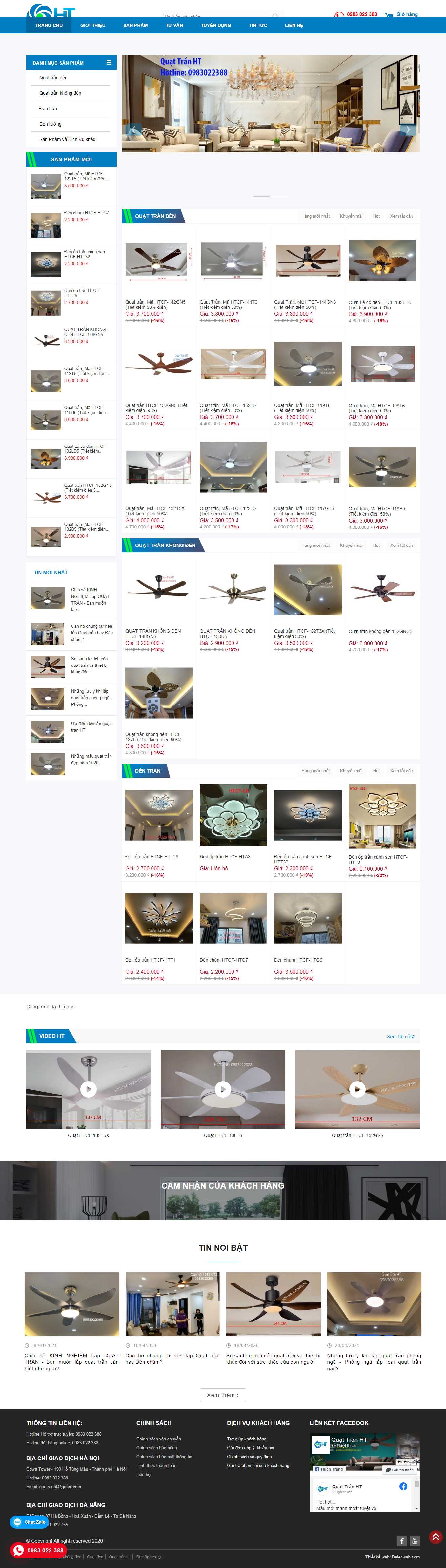 Thiết kế Web bán quạt trần quattranht.com