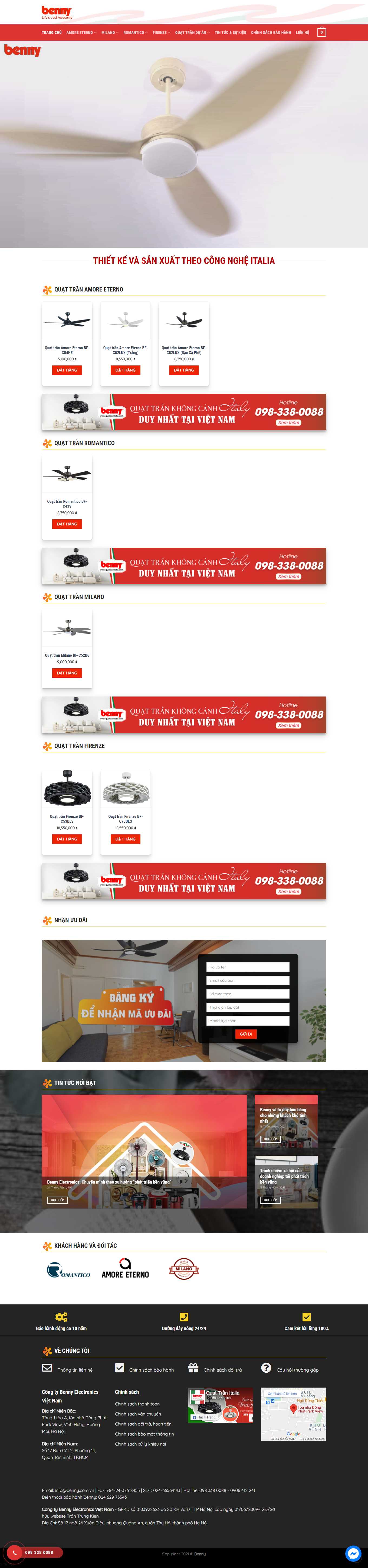 Thiết kế Web bán quạt trần quattranitalia.com
