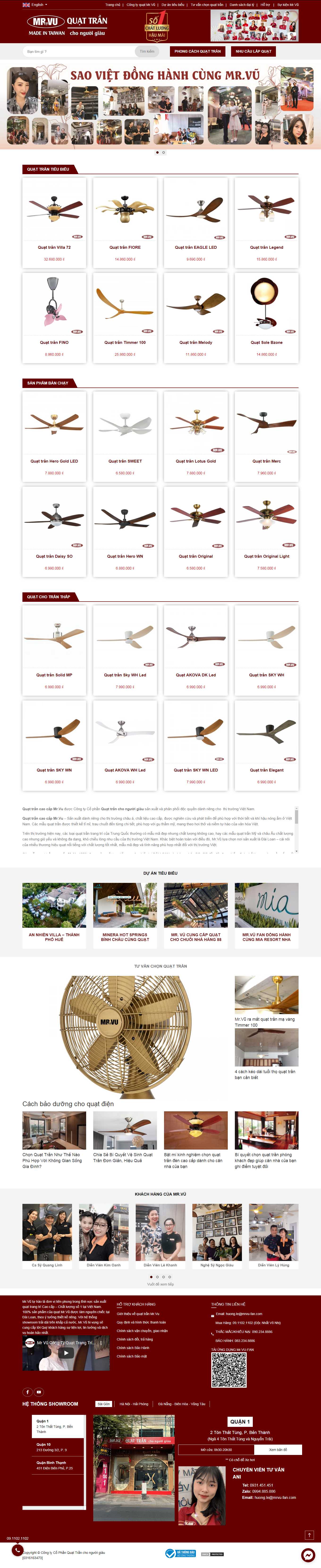 Thiết kế Web bán quạt trần mrvu-fan.com