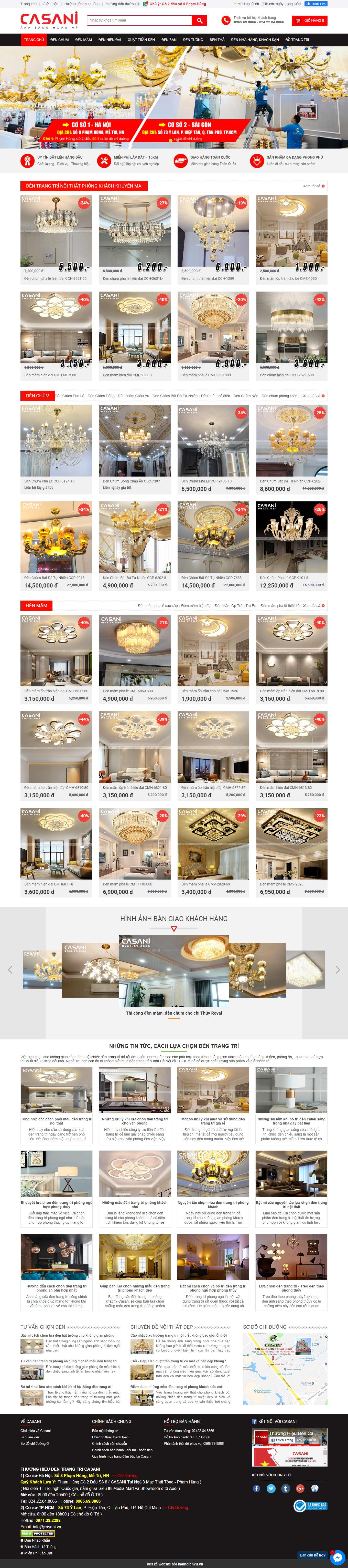 Thiết kế Web bán quạt trần casani.vn