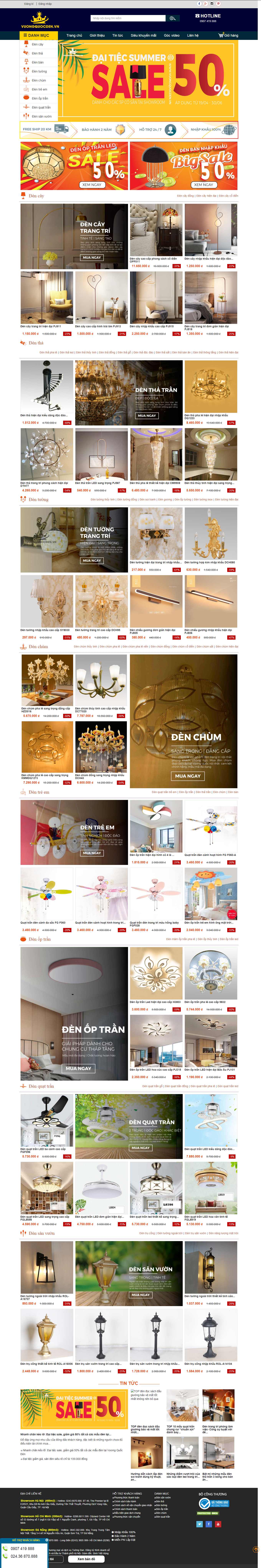 Thiết kế Web bán quạt trần vuongquocden.vn