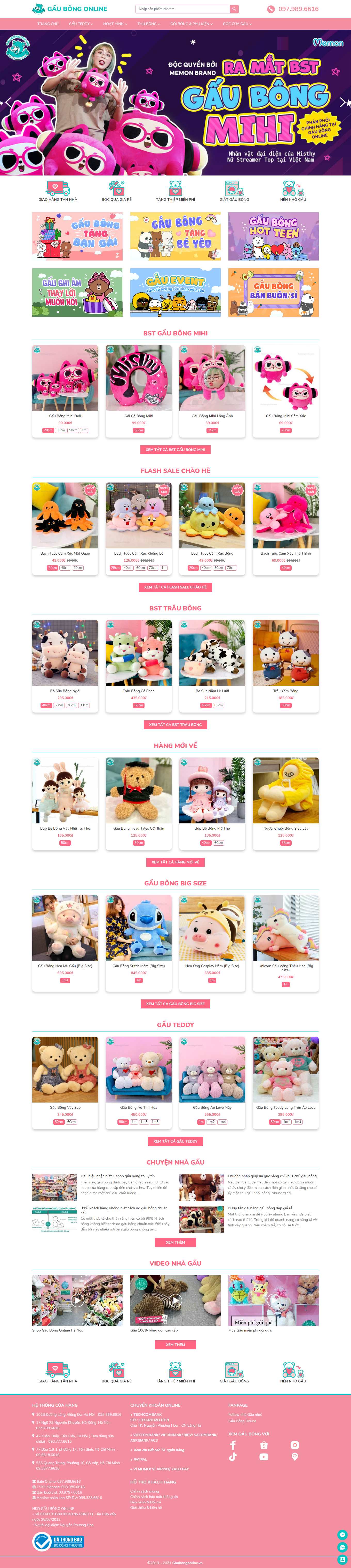 Thiết kế Web thú nhồi bông gaubongonline.vn
