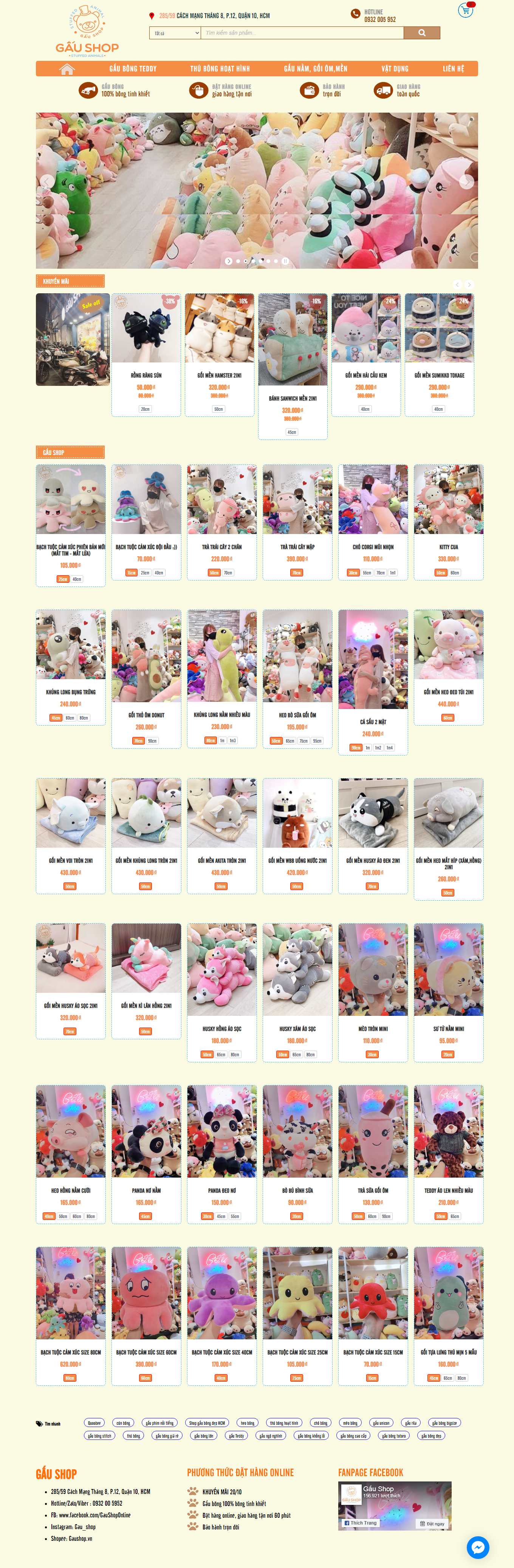 Thiết kế Web thú nhồi bông gaushop.vn