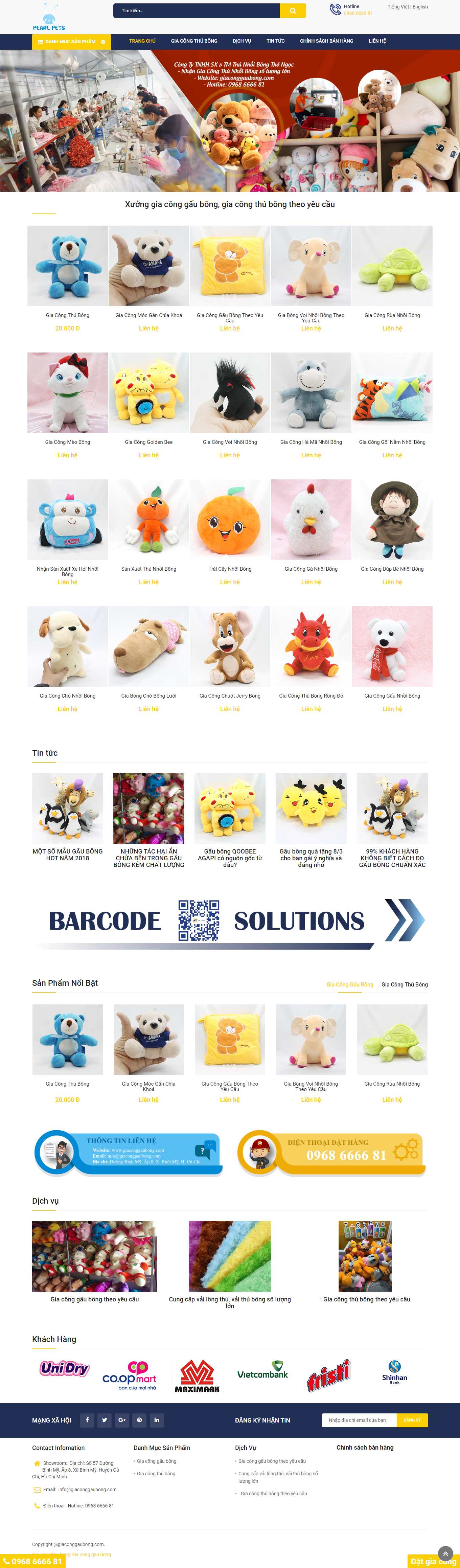 Thiết kế Web thú nhồi bông giaconggaubong.com