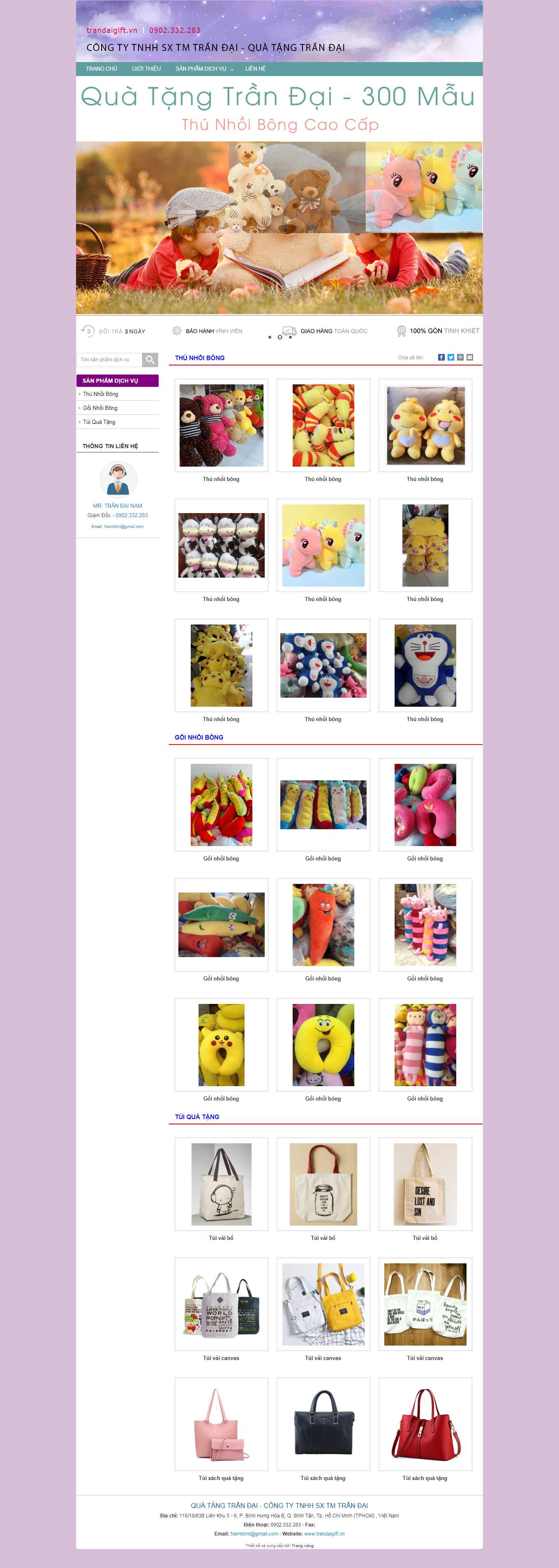 Thiết kế Web thú nhồi bông trandaigift.vn