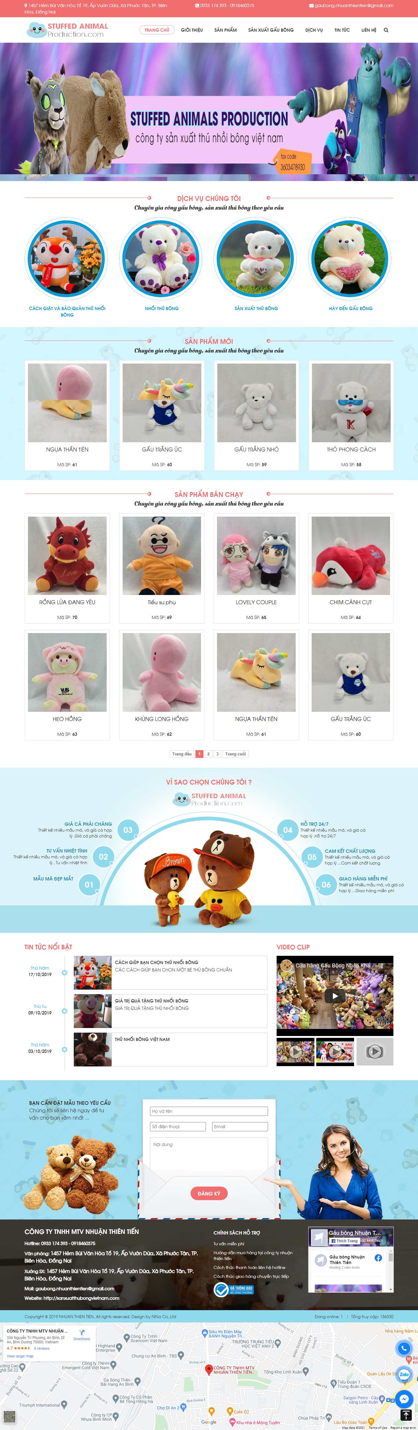 Thiết kế Web thú nhồi bông sanxuatthubongvietnam.com