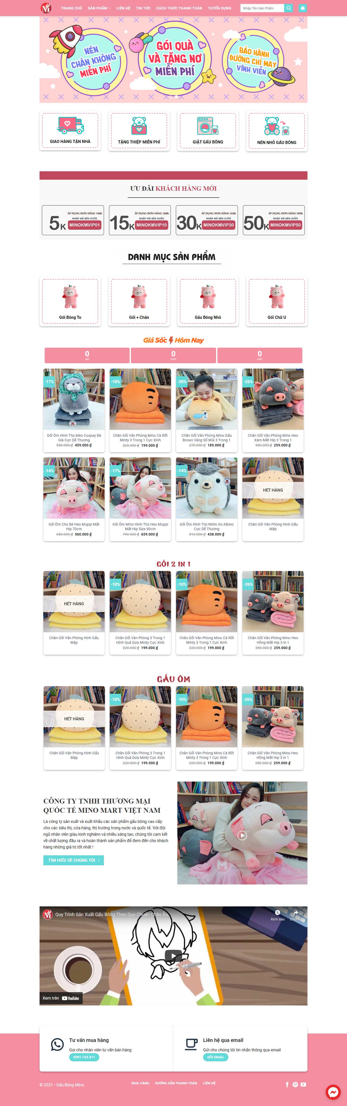 Thiết kế Web thú nhồi bông gaubongmino.com