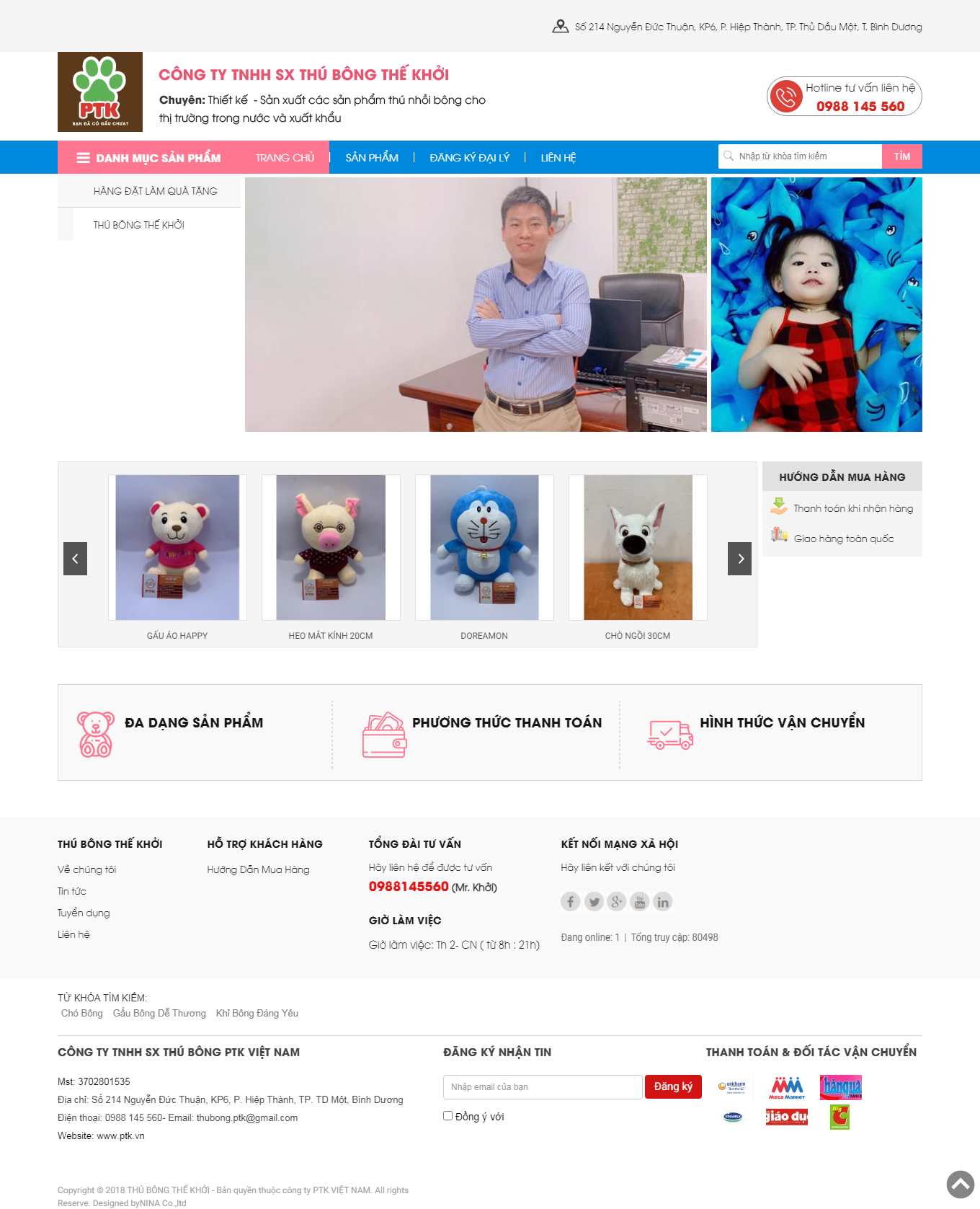 Thiết kế Web thú nhồi bông thubongthekhoi.com