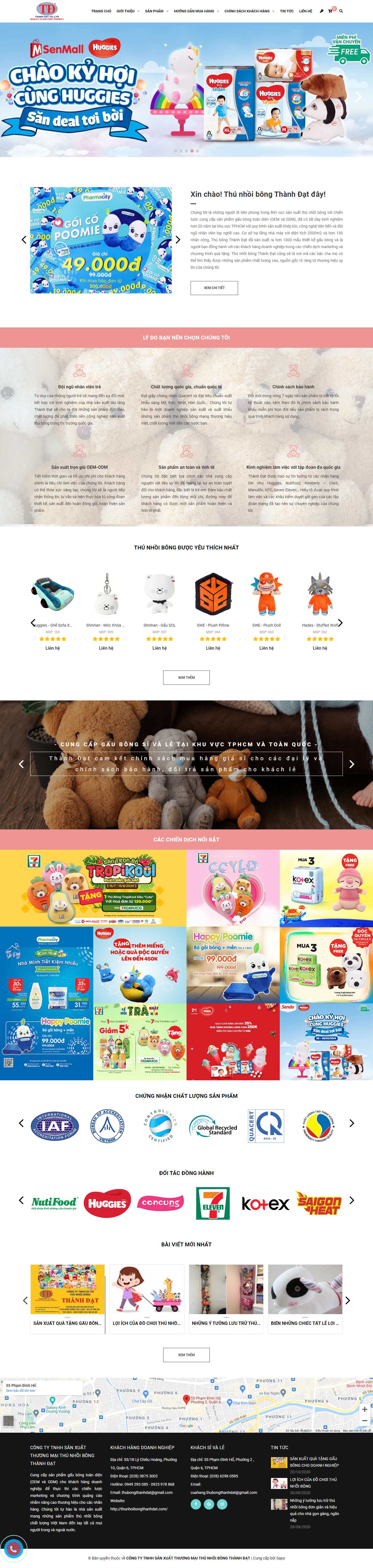 Thiết kế Web thú nhồi bông thunhoibongthanhdat.com