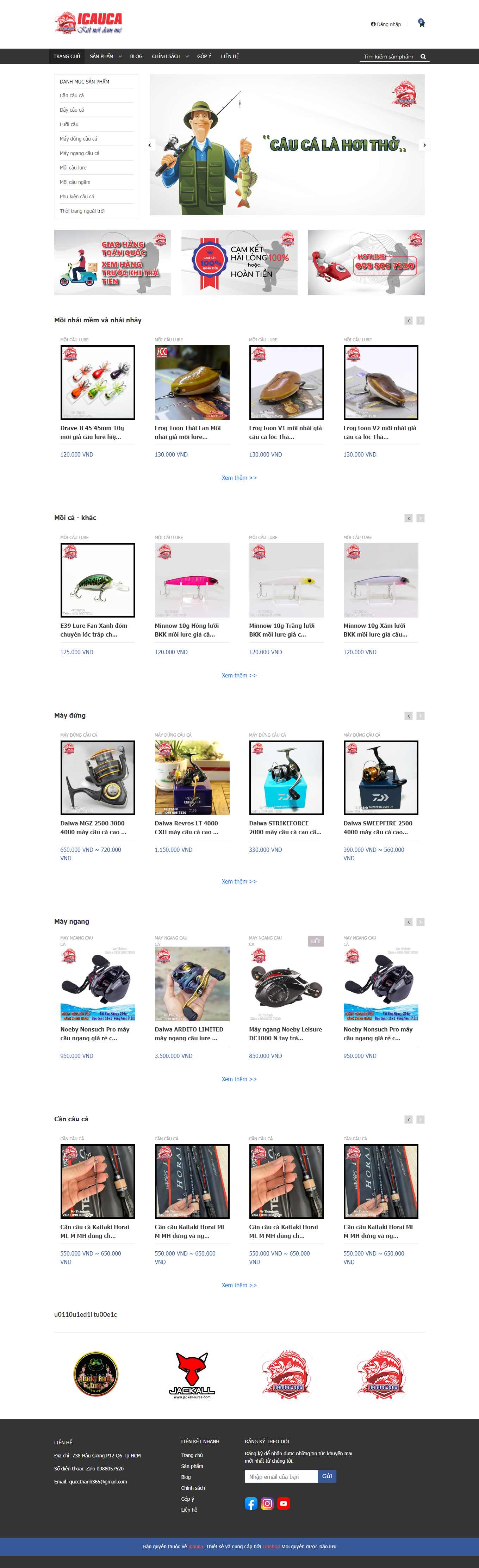 Thiết kế Web bán đồ câu cá icauca.com