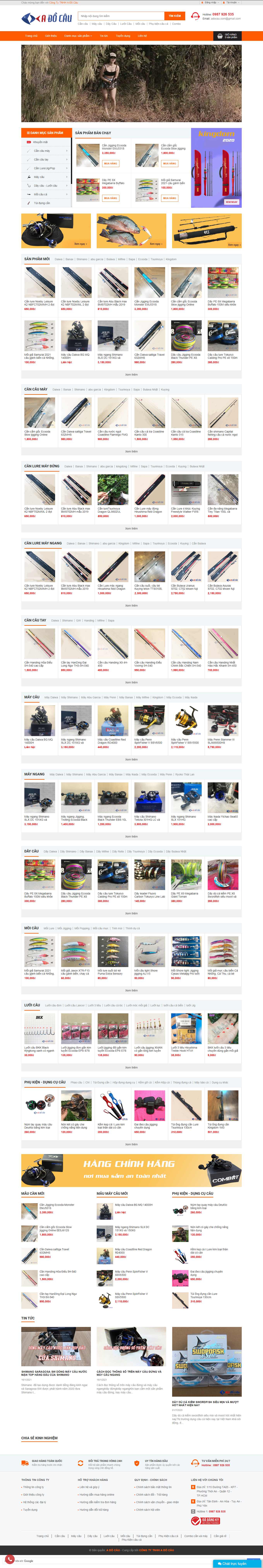 Thiết kế Web bán đồ câu cá adocau.vn