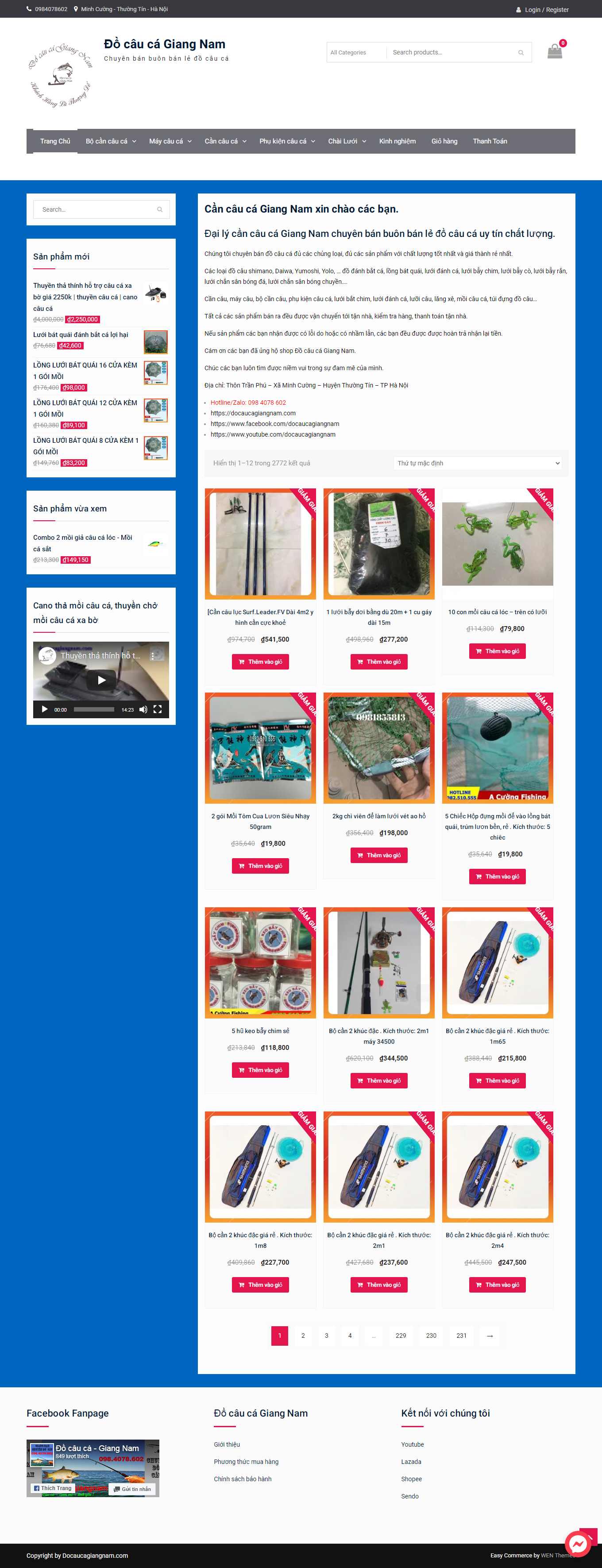 Thiết kế Web bán đồ câu cá docaucagiangnam.com