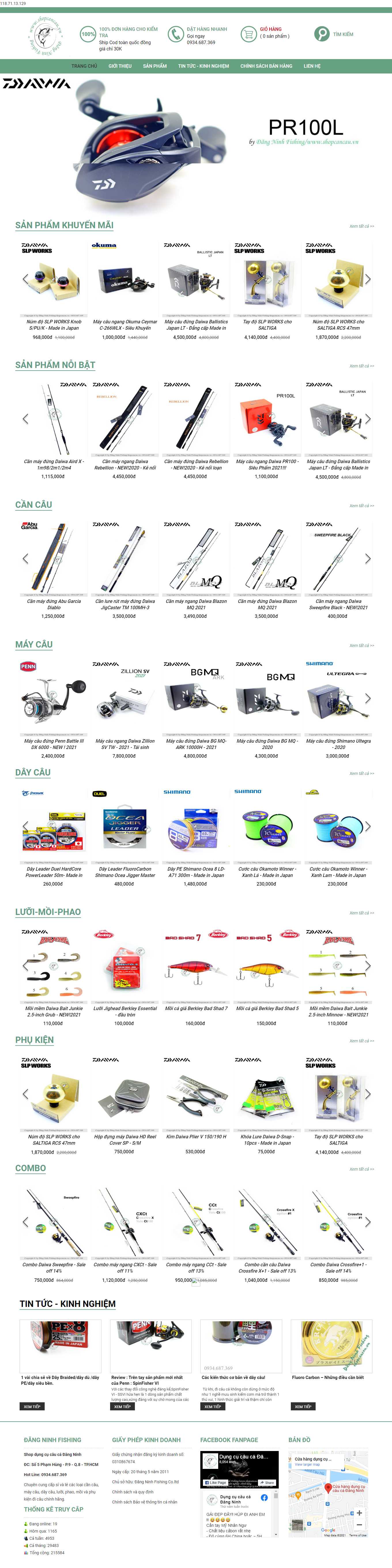 Thiết kế Web bán đồ câu cá shopcancau.vn