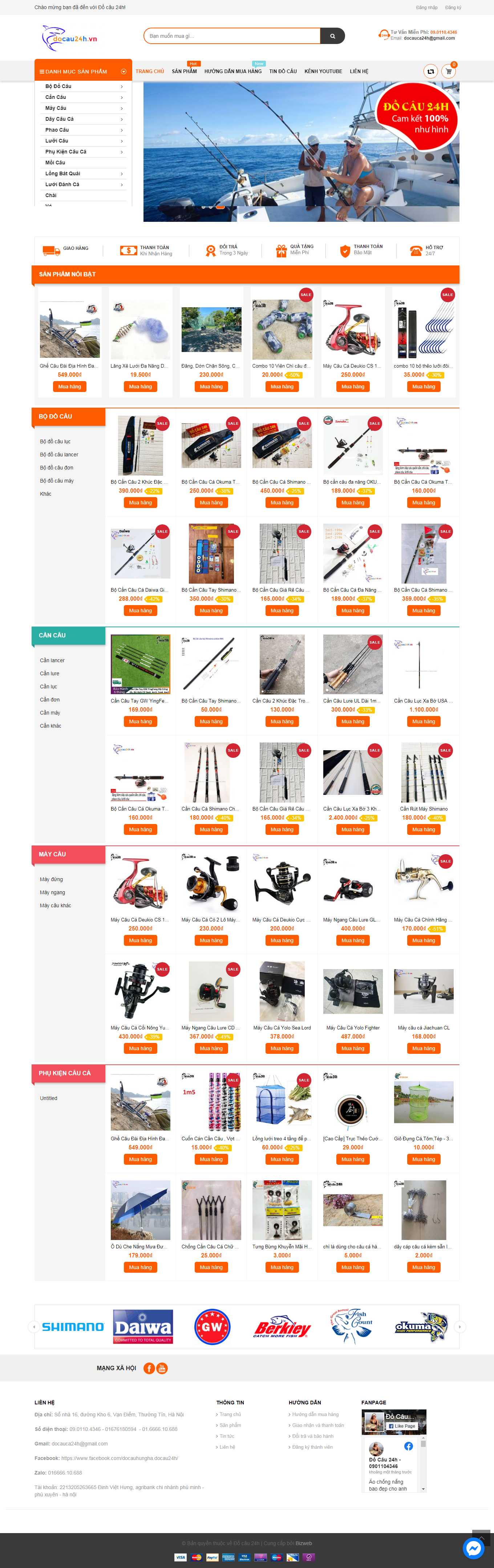 Thiết kế Web bán đồ câu cá docau24h.vn