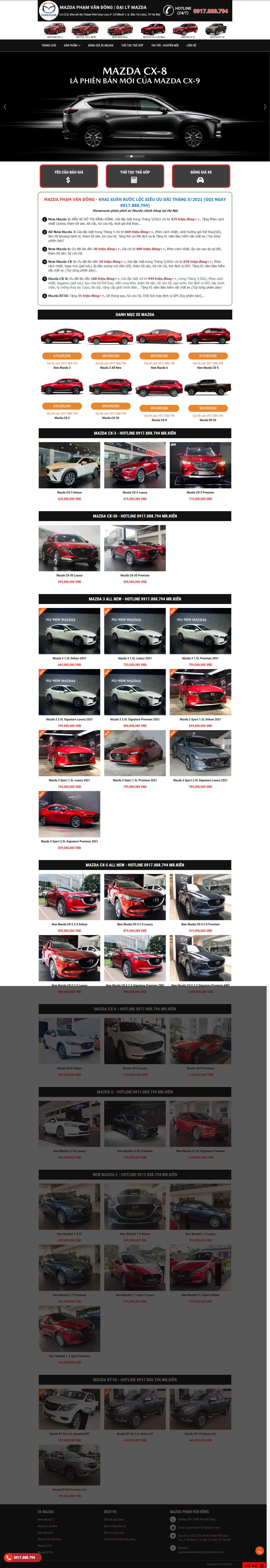 Thiết kế Web bán xe ô tô mazdaphamvandong.thacomazda.com