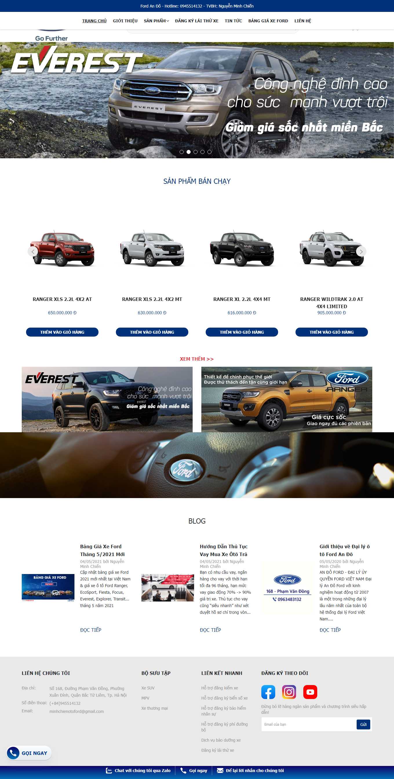 Thiết kế Web bán xe ô tô dailyotoford.vn