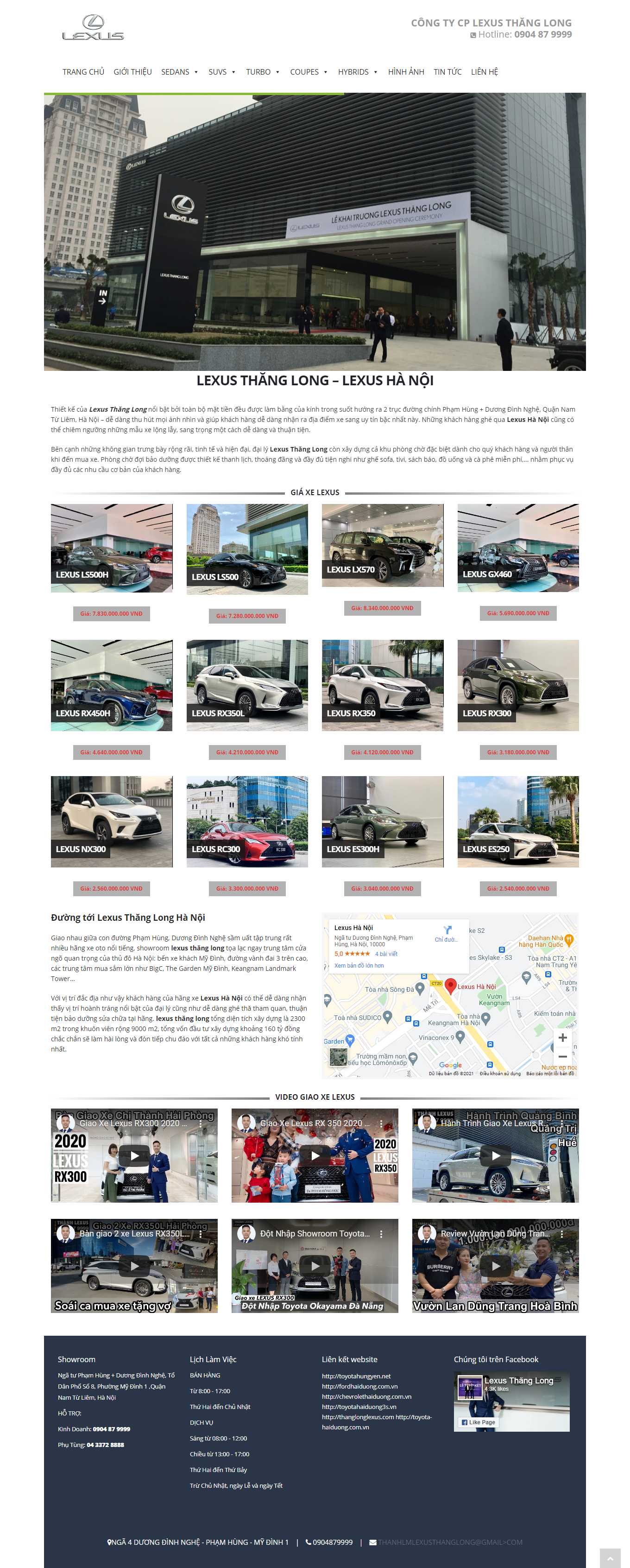 Thiết kế Web bán xe ô tô lexus-thanglong.vn