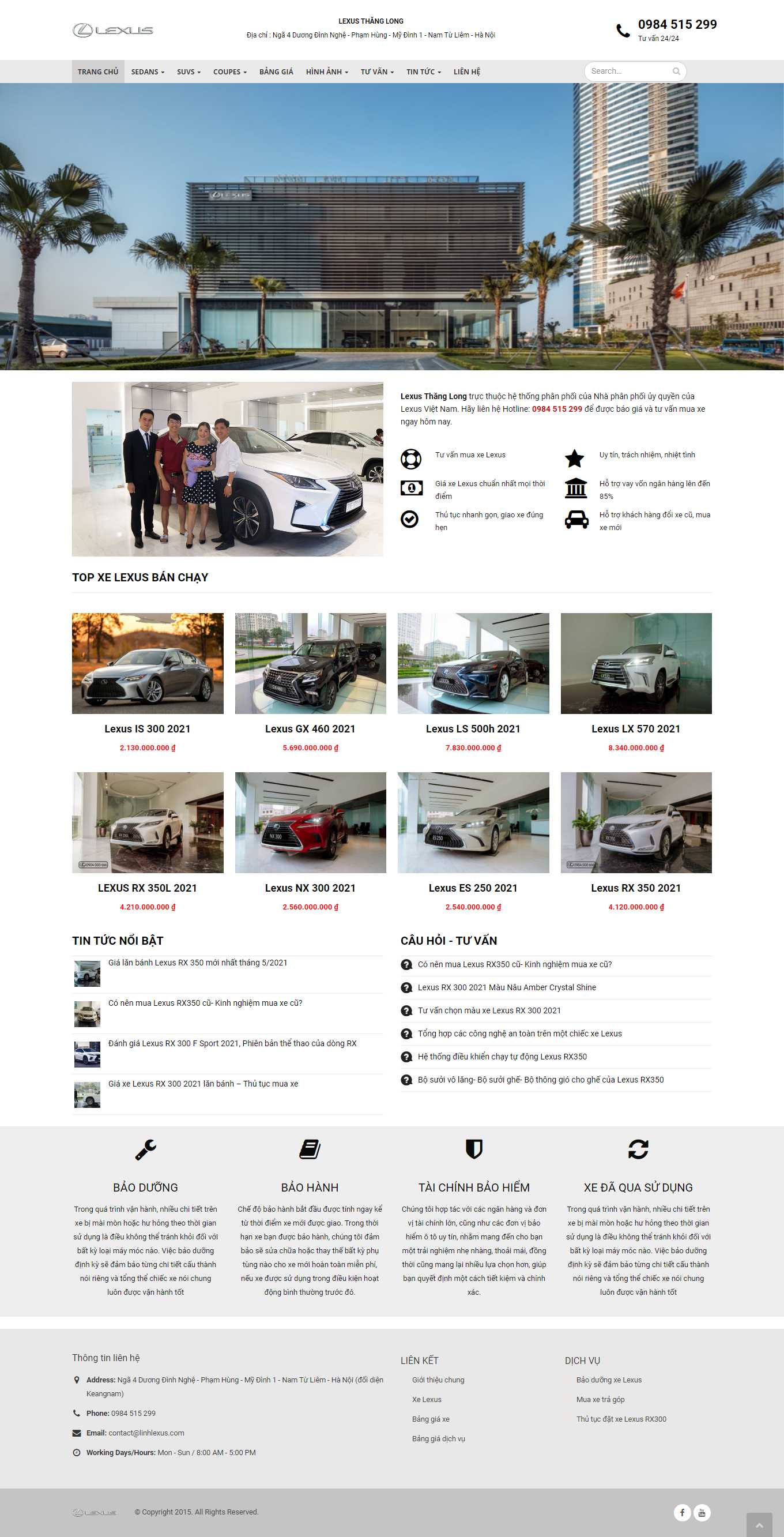 Thiết kế Web bán xe ô tô linhlexus.com