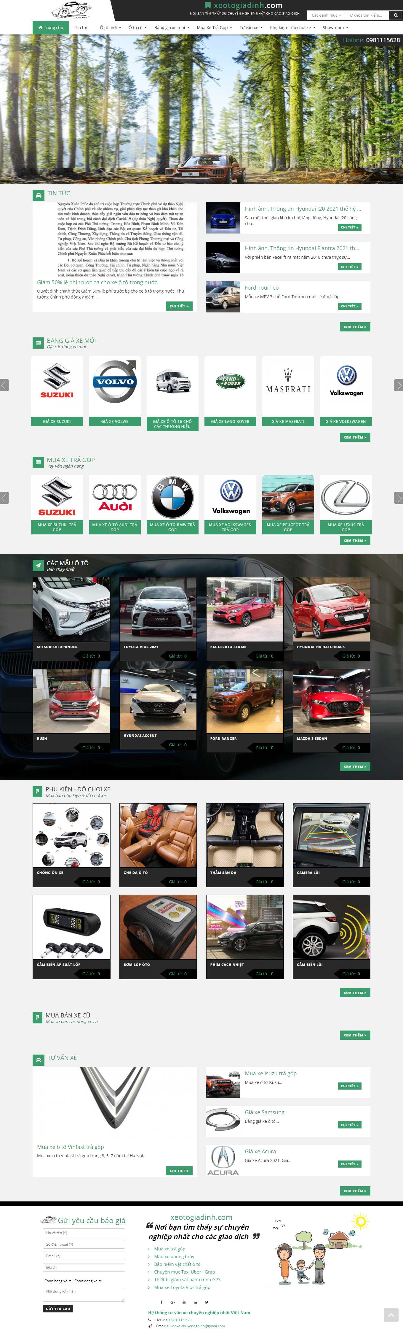 Thiết kế Web bán xe ô tô xeotogiadinh.com