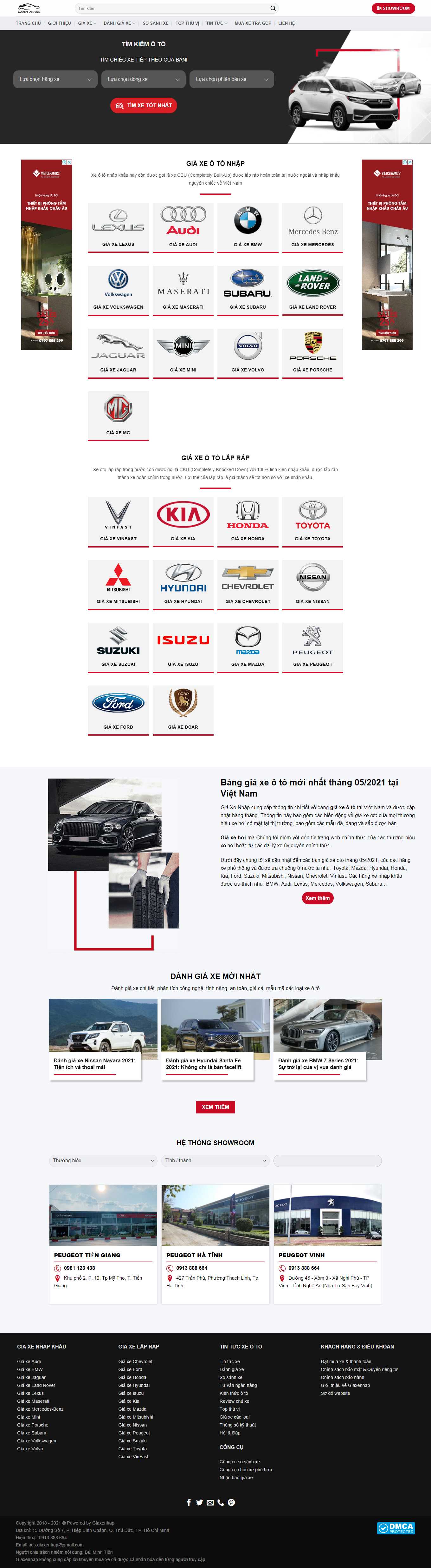 Thiết kế Web bán xe ô tô giaxenhap.com