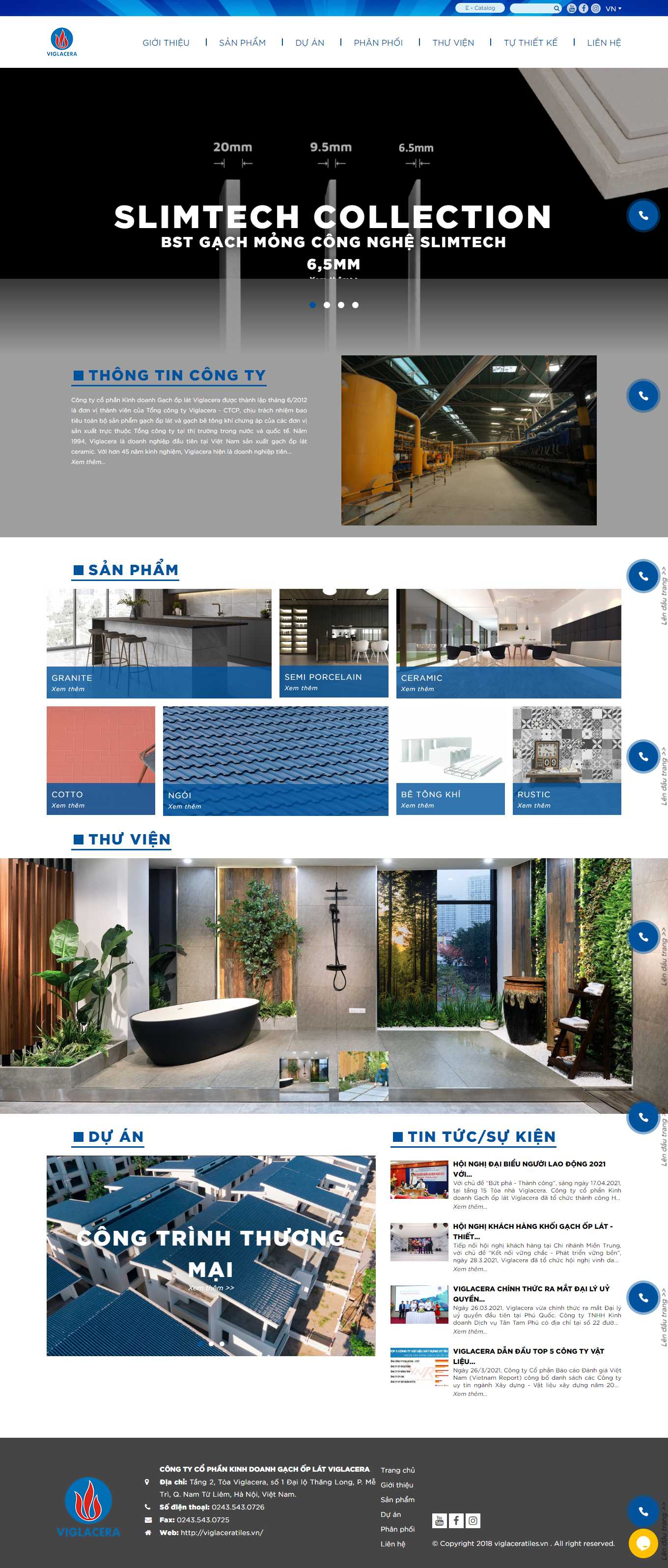 Thiết kế Web bán gạch ốp lát viglaceratiles.vn
